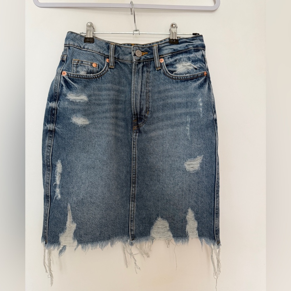 H&M &Denim destroyed denim skirt US 2